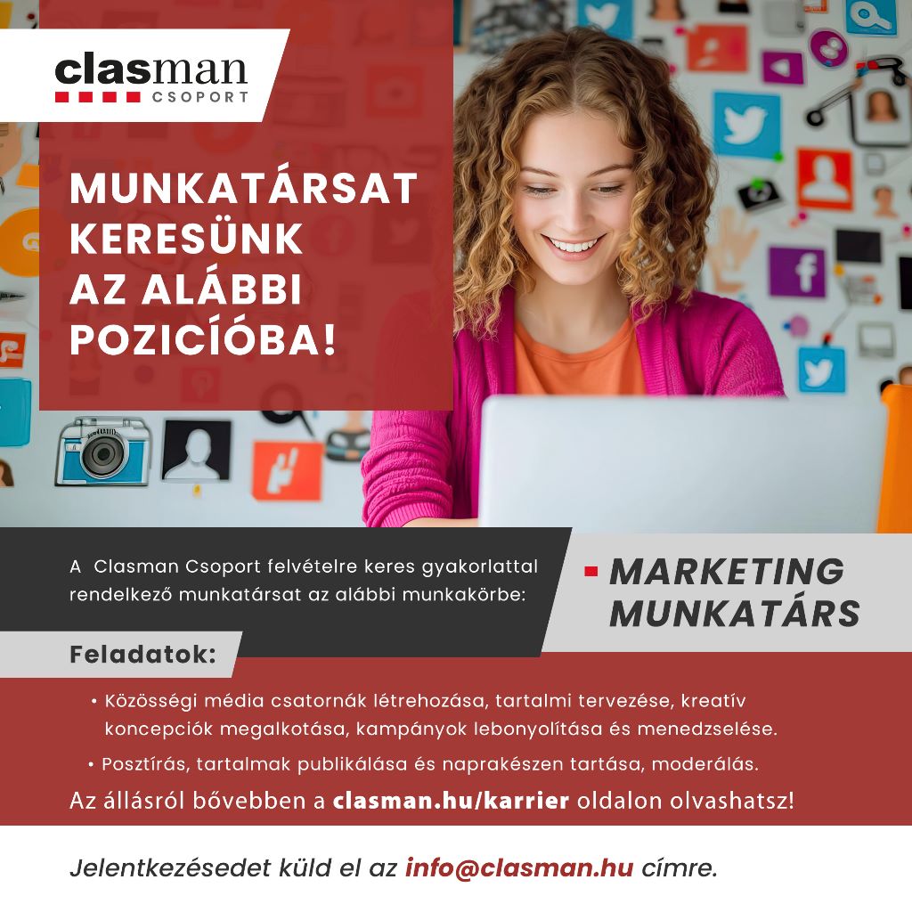 Marketing Munkatársat keresünk az alábbi feladatok elvégzésére